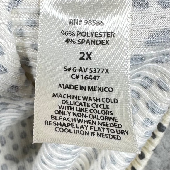 Ava James 2X Plus Size Dalmatian Dot Cold Shoulder Ladder Strap Top - Picture 4 of 8